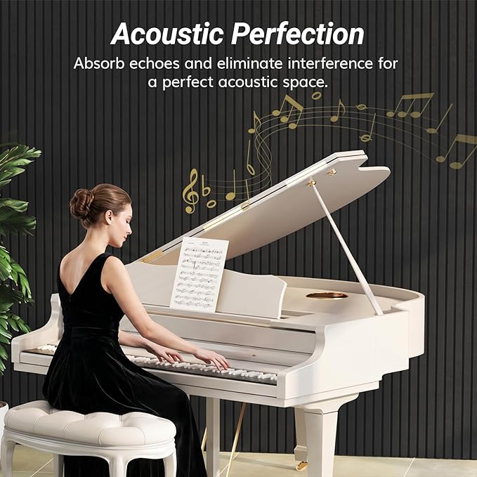 TONOR Dual-Layer Thickened Acoustic Wall Panels Self Adhesive, 4 Pack 47.2"x23.6"x0.72" High Density Large Sound Proof Panels for Walls, Peel and Stick Wall Panels for Interior Wall Décor, Black