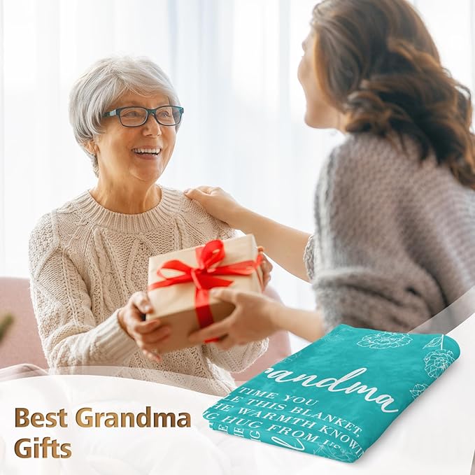 Mothers Day Grandma Gifts, Birthday Gifts for Grandma from Grandkids, to My Grandmother Soft Throw Blanket 50" x 60", Teal