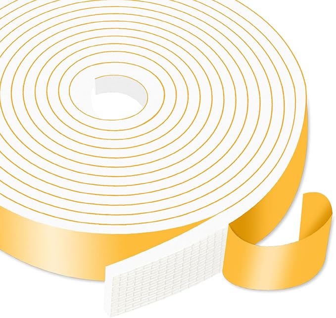 Weather Stripping Door Seal Strip,Weather Stripping,High Density CR Door Seal Strip for Door Frame for Windows(White,1 in x 1/4 in x 13Ft x 6.5Ft)