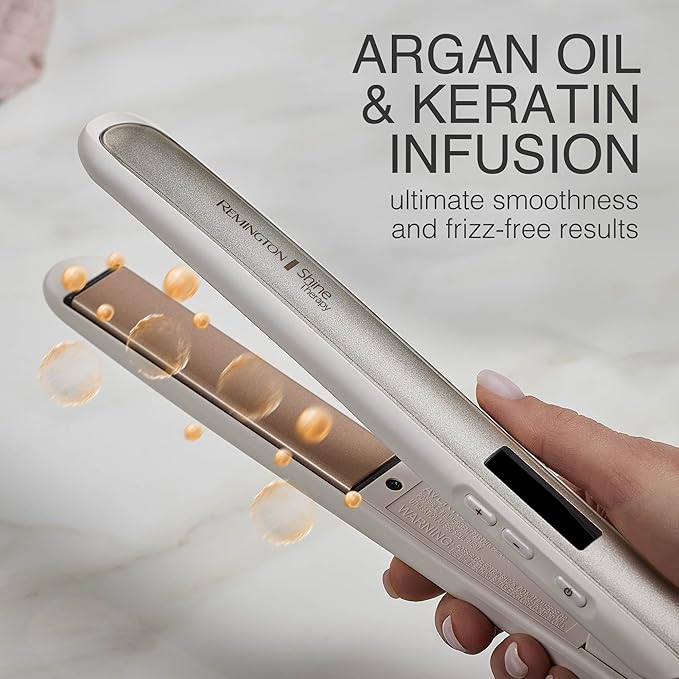 Remington Shine Therapy 1 inch Hair Straightener Iron,Flat Iron Infused with Argan Oil & Keratin,Professional Ceramic Flat-Iron for Less Frizz,Shines and Smooth,Styling Tools,(Pack of 2)