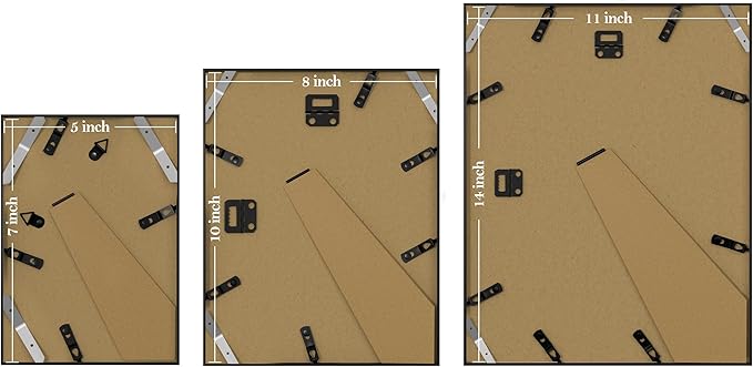 eletecpro Aluminum Gallery Wall Frame Set of 7 with Glass Cover, Black | Including 1Pc 11x14, 2Pcs 8x10, 4Pcs 5x7 Photo Frames, Multiple Sizes Picture Frames Collage Wall Decor or Tabletop Display