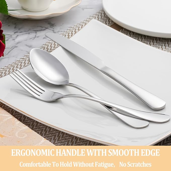 MUTNITT 30 Pcs Silverware Set Service for 6,Premium Stainless Steel Flatware Set,Mirror Polished Cutlery Utensil Sets,Durable Kitchen Eating Tableware Sets,Include Fork Knife Spoon,Dishwasher Safe