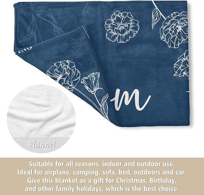 GiltGlimmer Gifts for Mom Mothers Day, Mom Birthday Gifts Blanket, Moms Gift for Women from Daughter Son, We Love You Present for Mother Mommy Christmas 60" x 50", Blue