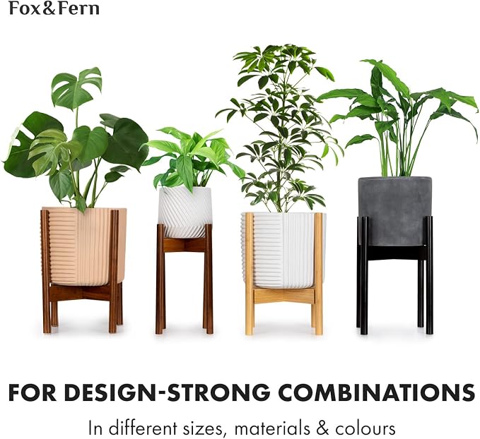Fox & Fern Large Indoor Planter, Modern Large Plant Pot for Indoor or Outdoor, UV and Frost Resistant - 12 Inch, Matte White Flower Pot with Drainage Plug, 3D Printed Design