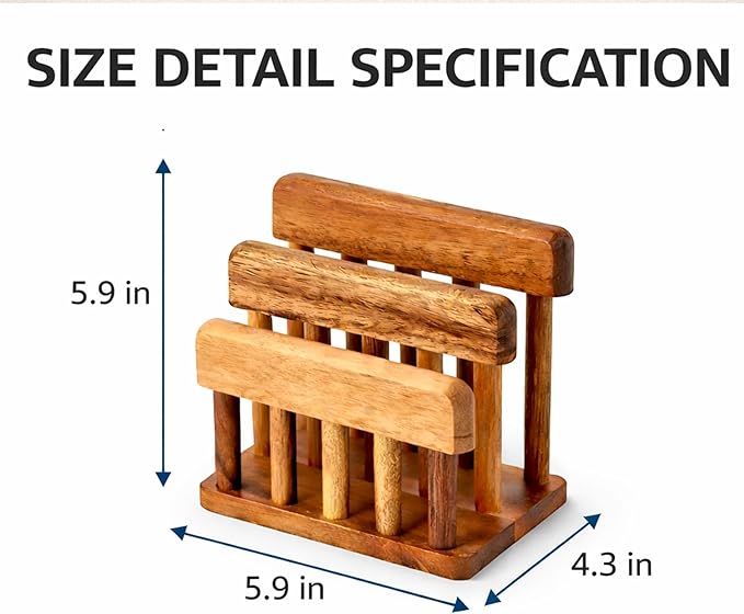 LENITH Acacia Wood Cutting Board Holder – Dual Slot, Smooth Solid Wood, Elegant Kitchen Organizer_1ea
