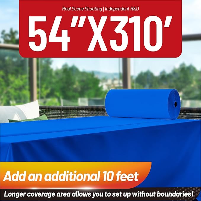 Plastic Table Cloth, 310 Ft X 54 in Disposable Tablecloth Royal Blue Tablecloth Premium PEVA Plastic Table Cloth Disposable with Any Cut Sliding Cutters for Parties, Birthdays, Festivals