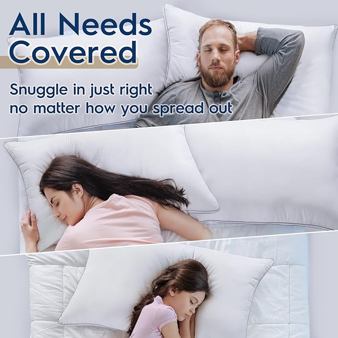 viewstar Bed Pillows Different Sizes Set of 2, Hotel Quality Cooling Down Alternative Gusseted Pillows for Side, Back, or Stomach Sleepers, White, King