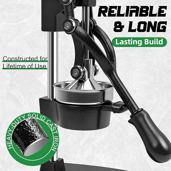 Hand Press Juicer Machine, Commercial Heavy Duty Cast Iron manual Press, for Orange Juice Lime Lemon Pomegranate, Easy to Use & Clean