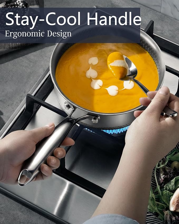 USELUCK Nonstick 1.5-QT Saucepan with Glass Lid,Stainless Steel Pot