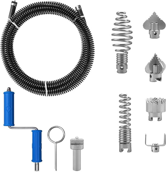 Drain Snake, Drain Auger with Drill Attachment, 16.4 Feet By 12 MM Plumbing Snake Auto Feed Flexible Hair Drain Clog Remover for Kitchen, Bathrom and Shower Sink