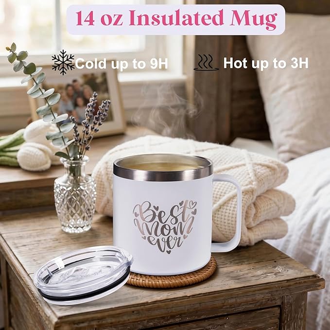 Mothers Day Gifts for Mom from Daughter Son Child, Mother Day Gift Basket for Stepmom, Mother-in-Law, Best Mom Ever Gift Box Set with Blanket Coffee Mug Socks Crochet Tulips Flower