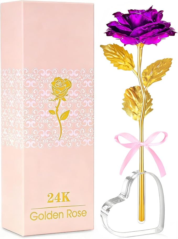 Mothers Day Mom Gifts for Women Grandma, Artificial Forever Birthday Flowers Galaxy Glass Eternal Roses with Heart Shaped Crystal Vase, Mother's Day Anniversary Wedding Rose Gifts for Wife Sister