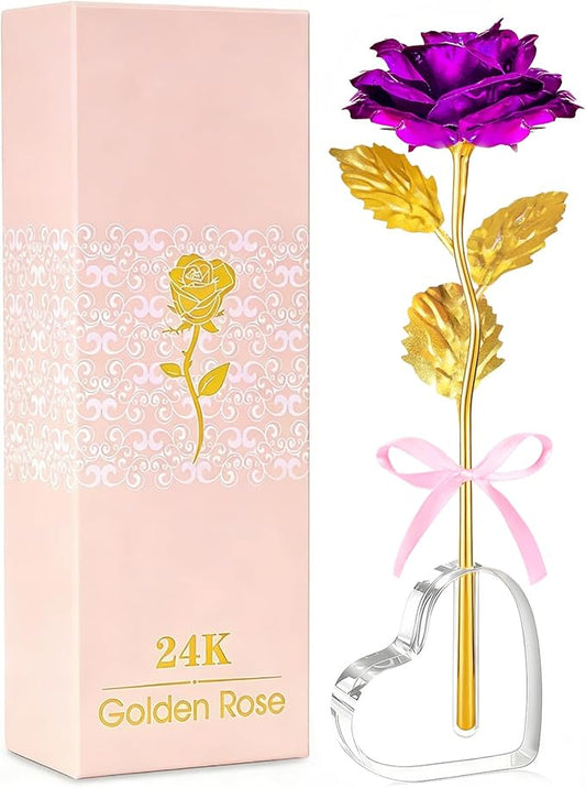 Mothers Day Mom Gifts for Women Grandma, Artificial Forever Birthday Flowers Galaxy Glass Eternal Roses with Heart Shaped Crystal Vase, Mother's Day Anniversary Wedding Rose Gifts for Wife Sister