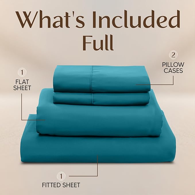 Utopia Bedding Full Size Sheet Set – 4 Piece Bed Sheets, Soft and Breathable Microfiber, Includes 1 Fitted Sheet, 1 Flat Sheet and 2 Pillowcases – Oeko Tex (Denim Blue)