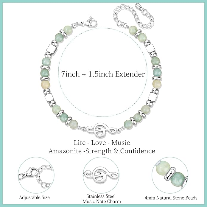 JoycuFF 𝗚𝗶𝗳𝘁𝘀 𝗳𝗼𝗿 𝗪𝗼𝗺𝗲𝗻 𝗠𝗼𝗼𝗻𝘀𝘁𝗼𝗻𝗲 𝗕𝗿𝗮𝗰𝗲𝗹𝗲𝘁 Amazonite Colorful Imperial Jasper Stainless Steel Beads Bracelets, Mothers Day Birthday Christmas Valentines Graduation Gifts