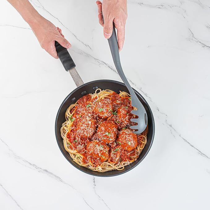 Restaurantware Silicone Utensil Set Pack of 1 Non-Slip Handle 6-Piece Kitchen Tool Set, Heat-Resistant Dishwasher-Friendly Cooking Accessories, Durable Gray Cooking Utensils