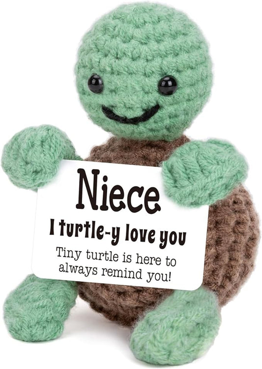 Mini Funny Turtle Mothers Day Niece Gifts from Auntie Aunt Uncle, Birthday Gifts for Niece Kids Adults, I Love You Presents for Girls, Small Cute Stuff Things, Handmade Emotional Positive Turtle