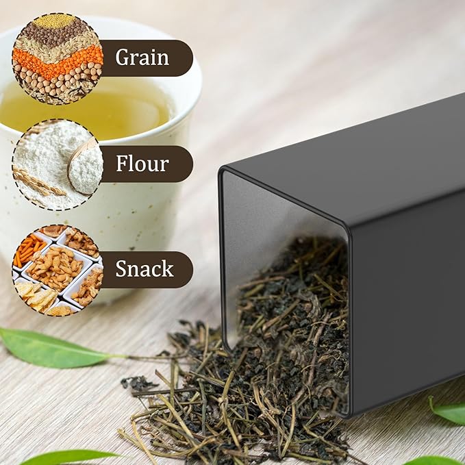 3 Pcs Coffee Tea Sugar Container Set, 1000 ML Metal Teas and Coffee Canisters Set with Bamboo Lids, Black Canisters Sets for Kitchen,Food Storage Container Jars for Kitchen Counter Storage (Black)