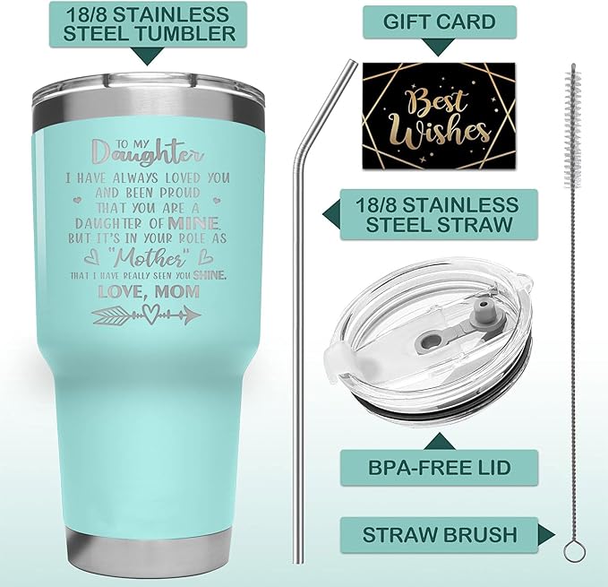 Hexagram Daughter Gifts for Mothers Day, Gifts for Daughter from Mom, 20 oz Tumbler