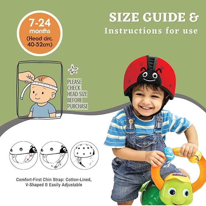 SafeheadBABY Soft Baby Head Protector Helmet for Crawling and Walking 7–24 Months – Ultra-Lightweight & Breathable Infant Safety Helmet That Grows with Your Baby (Head Circ. 40–52 cm) – Dino Green
