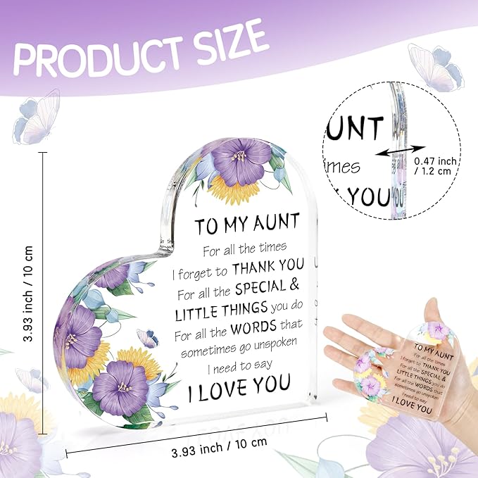 Aunt Gifts, Mothers Day Gift for Aunt from Nephew Niece, Birthday Christmas Gifts for Aunts Thanksgiving Gift Acrylic Desk Decorations