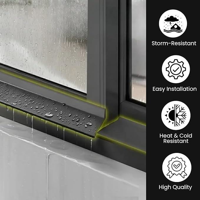 Waterproof Window Weather Bar-Self-Adhesive 135° Angle Seal for Rain Protection-Prevents Leakage for Sliding Doors and Windows (78 Inch (1))