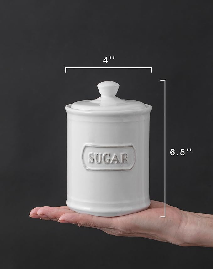 Relief Rectangle Ceramic Canisters Sets For The Kitchen Canisters For Countertop Set of 3 Airtight Coffee Canisters For Ground Coffee Sugar Container Tea Storage Jars With Lids Farmhouse Decor