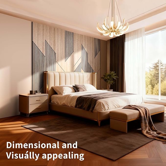 8-Pack Teak Wood Grain 3D Wall Panels with Adhesive, Peel and Stick PVC Wall Tiles for Accent Wall, Covers 92.6 Sq Ft for Luxury Living Room & Bedroom Decor