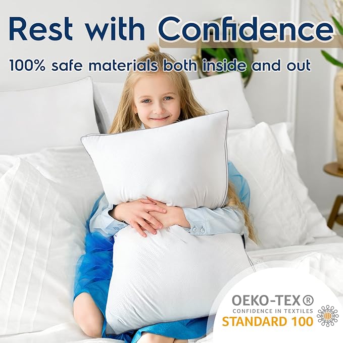 viewstar Bed Pillows Different Sizes Set of 2, Hotel Quality Cooling Down Alternative Gusseted Pillows for Side, Back, or Stomach Sleepers, White, King