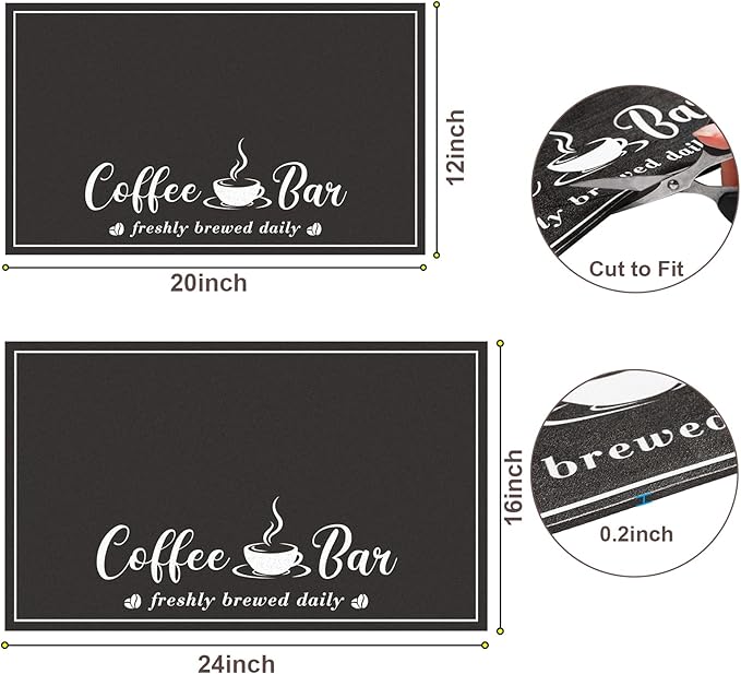 CooRug Absorbent Coffee Mat, Fashion Dish Drying Mat for Kitchen Counter Coffee Bar Accessories Espresso Machine Dish Rack 16" x 24" Black
