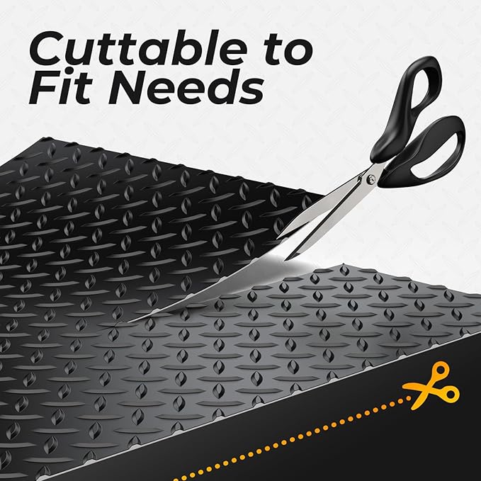 Geemax 7.8 x 22 FT Garage Floor Mat, 2.8mm Thickness Diamond Plate Vinyl Garage Flooring Roll for Under Car, Large Size 172 SQFT for Large SUVs, MPV, Pickup Truck, RV, Black