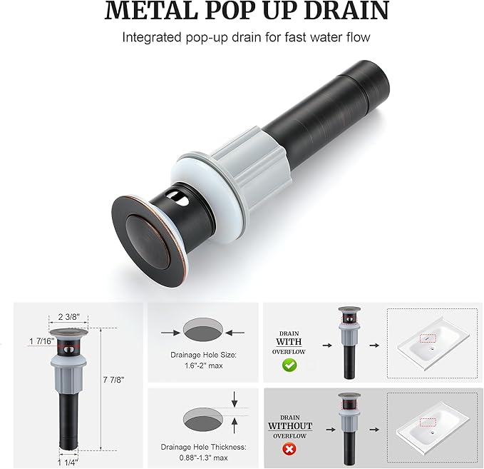 Ultimate Unicorn Bathroom Sink Faucet with Sprayer- 4 Inch Oil Rubbed Bronze Centerset Pull Down Vanity Faucets 3 Hole with Pop Up Drain - Two Handle Modern Washbasin Tap Set for Rv Lavatory Restroom