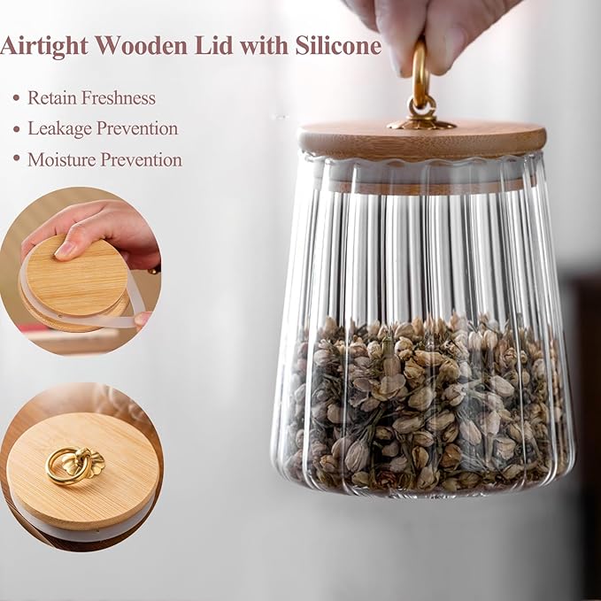 Viovian 50 FL OZ Large Glass Storage Jar with Lid Coffee Nuts Canister Vintage Clear Decorative Glass Jars for Food Coffee Beans Cookie Candy Flour