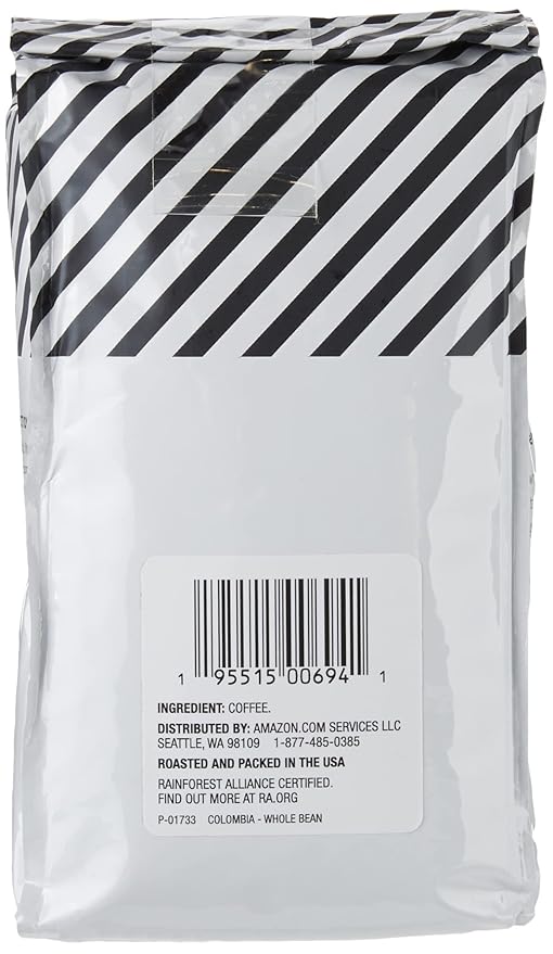 Amazon Fresh Colombia Whole Bean Coffee, Medium Roast, 12 Ounce (Pack of 2)