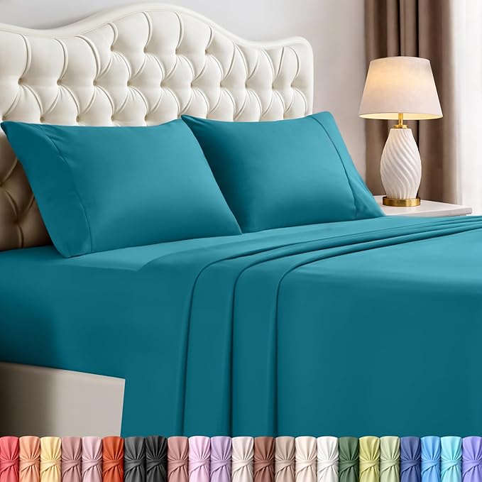 Utopia Bedding King Size Sheet Set – 4 Piece Bed Sheets, Soft and Breathable Microfiber, Includes 1 Fitted Sheet, 1 Flat Sheet and 2 Pillowcases – Oeko Tex (Denim Blue)