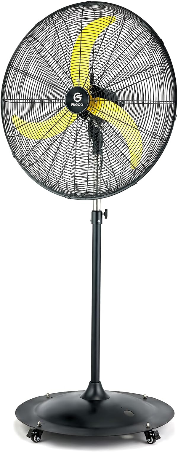 FUGOO 30'' Oscillating Pedestal Fan With Brushless DC Motor, Large Air Flow range From 3200CFM to 8800CFM, 4-Speed Heavy Duty Industrial Floor Fans for Factory, Commercial, Garage, Warehouse,Shop