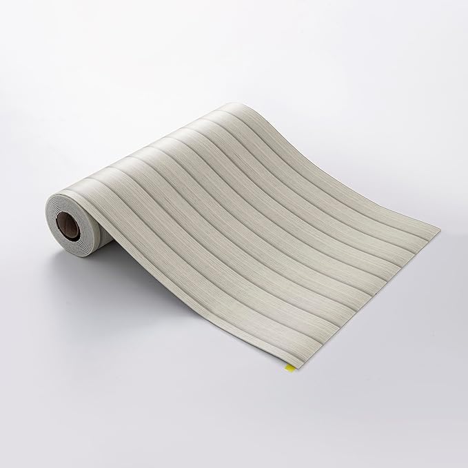 Peel and Stick PVC Slat Wall Panels, Wood Grain Self-Adhesive Soundproof Moisture-Resistant Paneling, 3D Faux Wood Panels for Bedroom Bathroom Walls & Ceilings 118"x15.75"(Off-White,13Sq.ft)