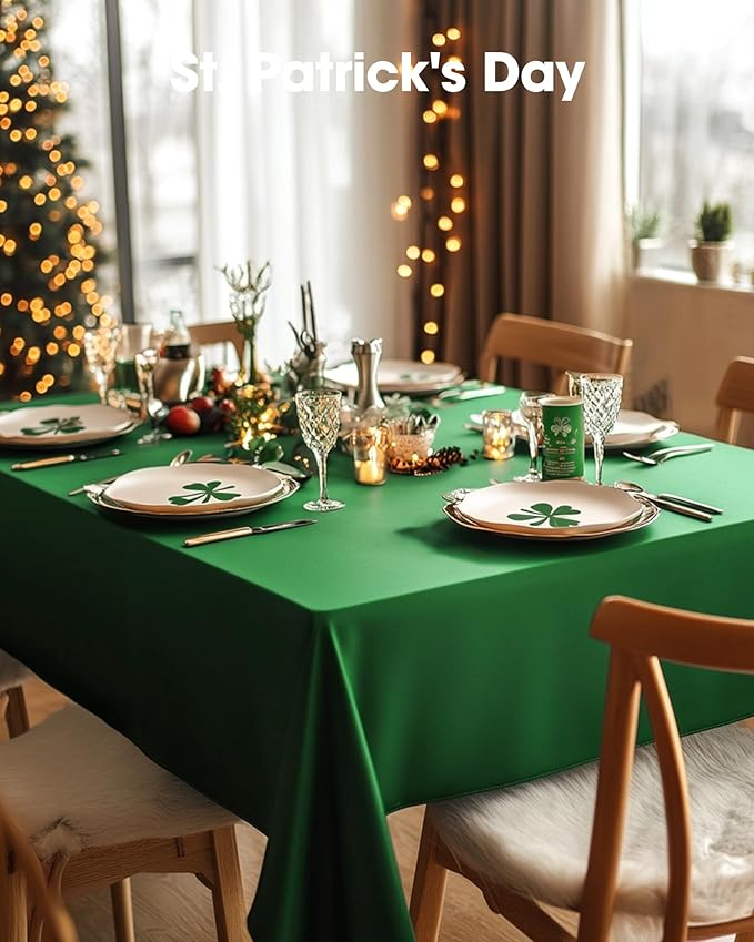 Pureegg Plastic Table Cloth Disposable 20 Pack, 54 x 108 Inch Table Cloths, St Patricks Day, Christmas Decorations, Tablecloths, Rectangle, Forest, Emerald, Plastic Cover, Leakproof & Sturdy, Green