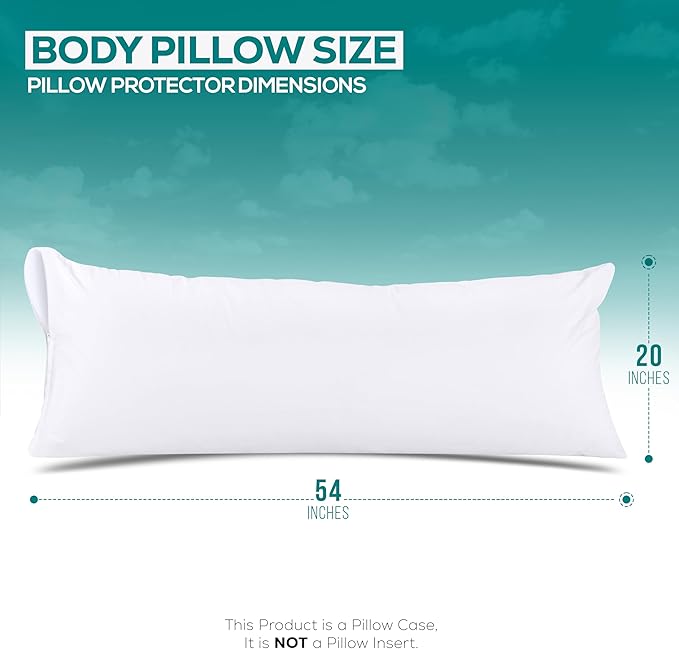 Set of 2 Pillow Protectors with Zipper Body Size, Bed Bug and Dust Mite Proof Pillow Covers, Ultra Soft Pillow Encasements, Moisture Wicking and Waterproof Pillow Cases by Utopia Bedding (White)