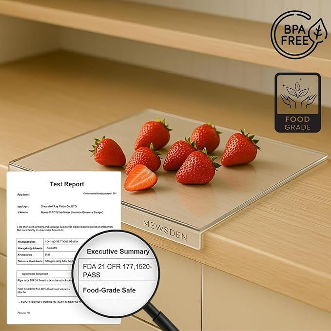 Acrylic Cutting Board with Counter Lip, Clear Cutting Boards for Countertop Protector, Cutting Board for Kitchen Counter, Non-Slip Dough Mat, Kitchen Decor Gadgets House Warming Gifts(24"x18")