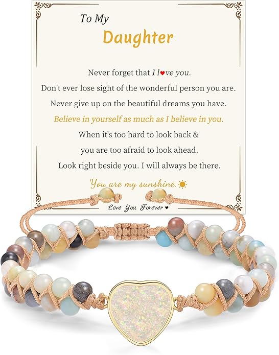 Mothers Day Gifts for Daughter Granddaughter, To My Mom Grandma Wife Girlfriend Sister Jasper Heart Bracelets Birthday Anniversary Christmas Stocking Stuffers Valentines Day Jewelry