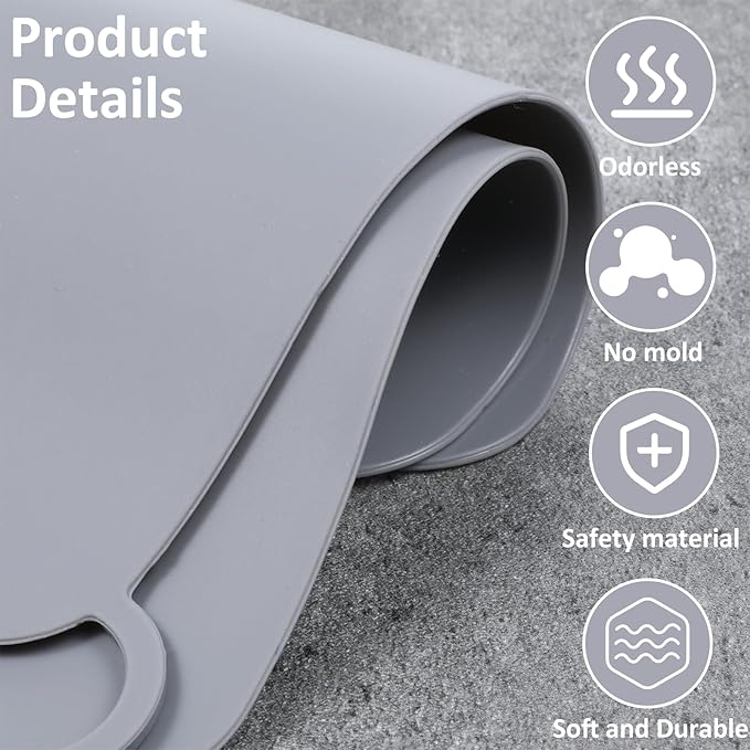 2 Pcs Silicone Tub Stopper Drain Cover Sewer, Anti-Odor Deodorizing Mat and Plugs, Shower Drain Cover, 4.72 x 4.72 Inch Universal Tub Stopper for Shower, Kitchen, Bathroom, Laundry (Gray)