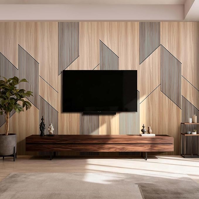 8-Pack Teak Wood Grain 3D Wall Panels with Adhesive, Peel and Stick PVC Wall Tiles for Accent Wall, Covers 92.6 Sq Ft for Luxury Living Room & Bedroom Decor