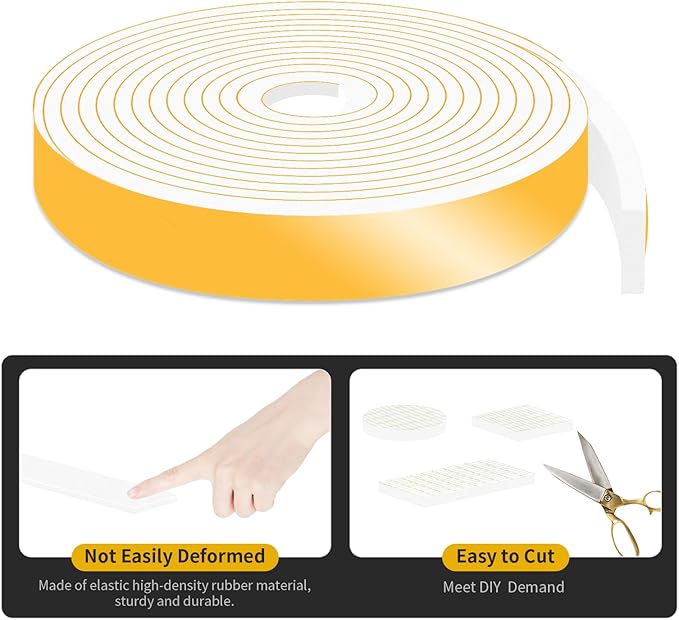 Weather Stripping Door Seal Strip,Weather Stripping,High Density CR Door Seal Strip for Door Frame for Windows(White,1 in x 1/4 in x 13Ft x 6.5Ft)