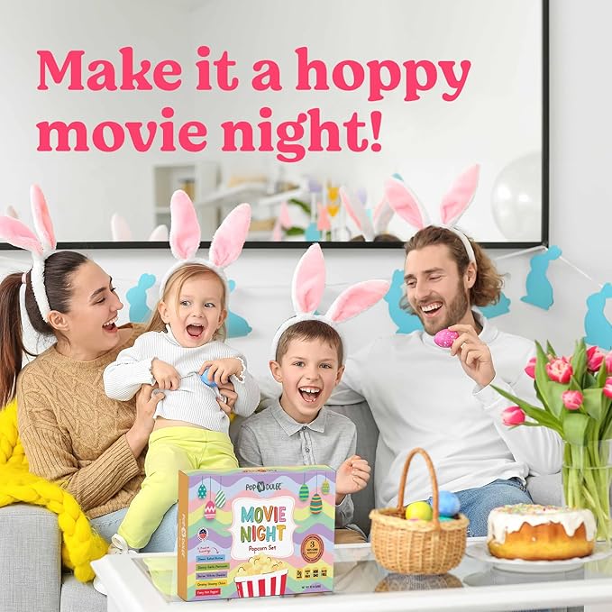 Easter Basket Stuffers Movie Night Popcorn Gift Set, Gourmet Popcorn Seasoning Variety Pack and Kernels, 3 Color Kernels and 5 Flavorings, Non-GMO, Gluten Free, Family Easter Gifts For Teens, Kids, Adults, 10 Pack