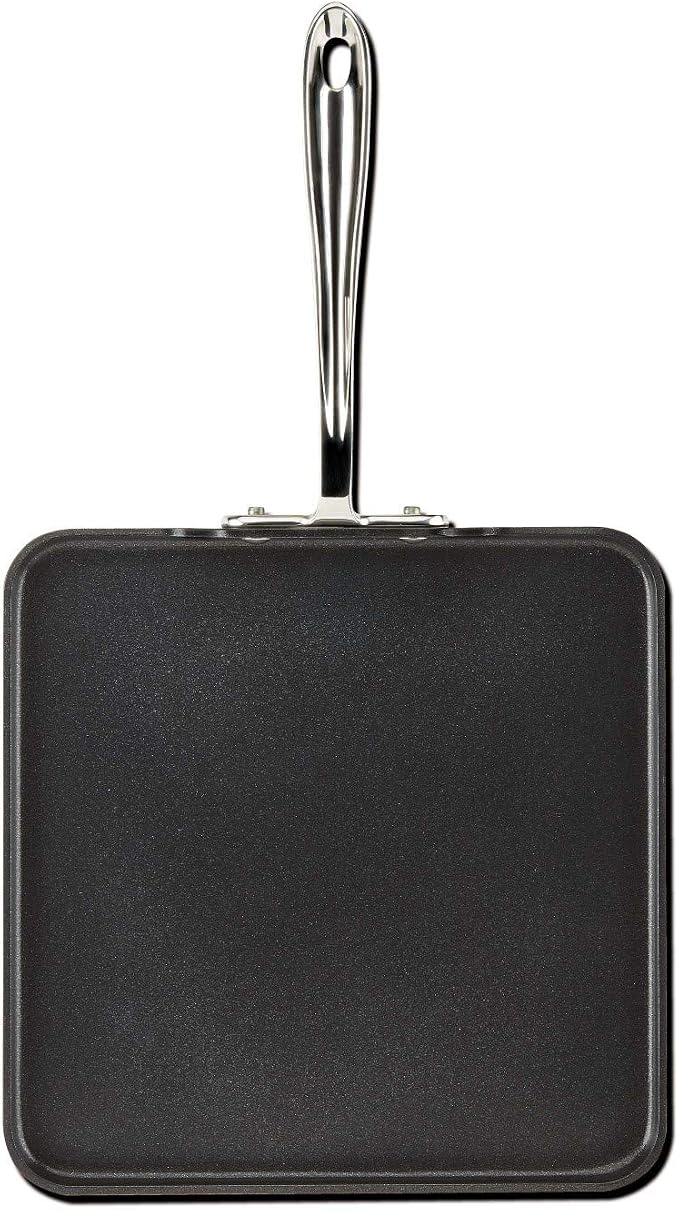 All-Clad HA1 Hard Anodized Nonstick Griddle 11 x 11 Inch Pots and Pans, Cookware Black & HA1 Hard Anodized Nonstick Fry Pan 12 Inch Induction Pots and Pans, Cookware Black