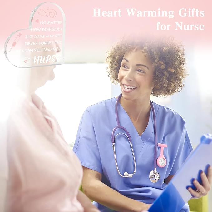 Nurse Gifts for Women, Nurse Appreciation Gifts, Nurse Week Gifts Acrylic Heart Sign Nurse Graduation Gift School Nurse Practitioner Gifts for Women Desk Decor