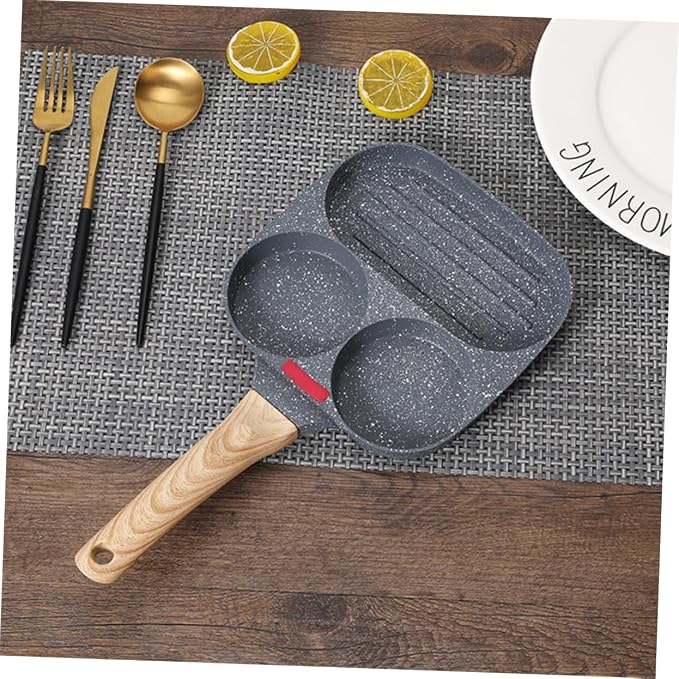 Split Frying Pan Egg Frying Pan Deep Frying Pan Roasting Pan Baking Dish Fry Pan Omelet Pan Pancake Mold Daily Use Egg Pan Divided Frying Pan Steel Frying Pan Medical Stone Grey