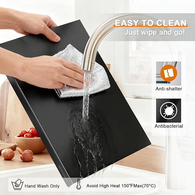 Black Cutting Boards for Kitchen, Large Acrylic Cutting Board with Counter Lip Countertop Protector, Non-Slip Tablas Para Picar Cocina, Kitchen Decor Apartment Essentials House Warming Gifts(24"x18")