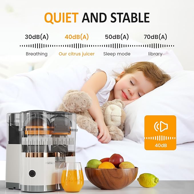 Dual-Head Electric Citrus Juicer, Electric Orange Juicer Machine with Built-in Cutter & Cleaning Brush, Portable Lemon Squeezer One Button Easy to Use for Kitchen